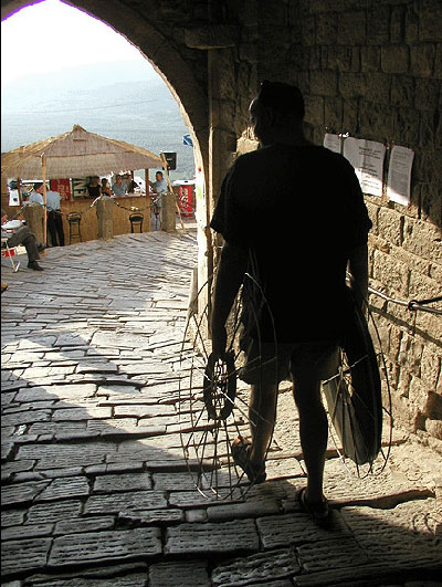 a figure walks...
